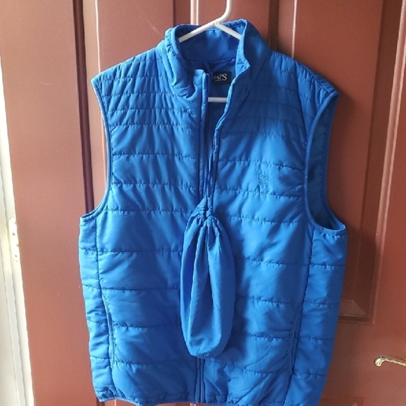 Chaps Blue Quilted Travel Easy Packable  Vest - Picture 1 of 9